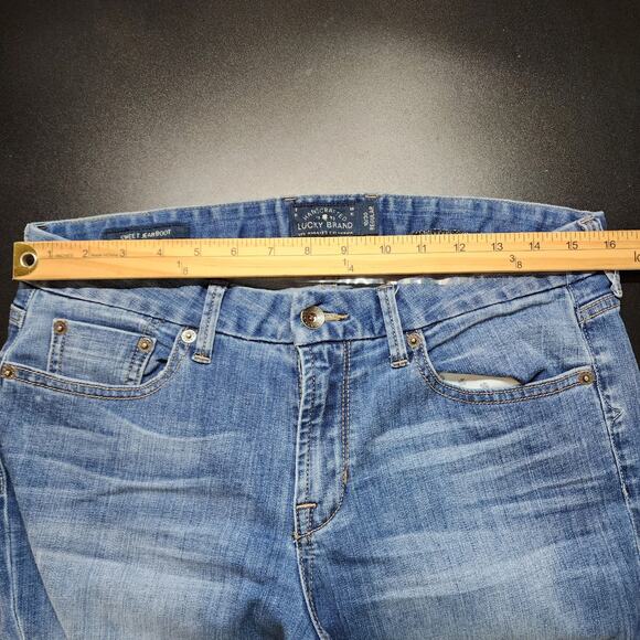 Lucky Brand Sweet Bootcut Jeans Size 10 30" Medium Wash Distressed Stretch Soft - Picture 8 of 14
